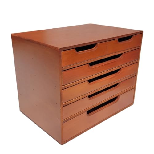 Arquivo Gaveteiro Organizador Para Escritório Multiuso Luxo 6 Gavetas (Madeira Mogno)