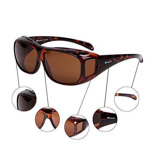 Freeprint Polarized Solar Shield Fit Over Glasses Driving, Leopard, Size No Size