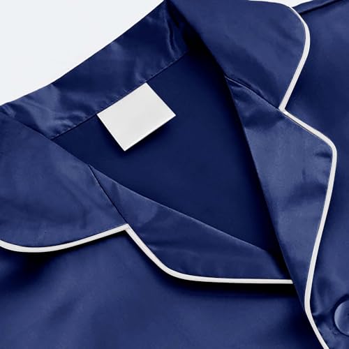 Boys Girls Ice Silk 𝐏ajamas Set Button Lightweight Short Sleeve Shirts Elastic Waist Shorts Set Comfy 𝗦leepwear2