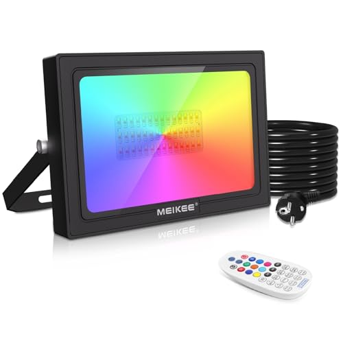 NIKEEYEN 100W RGB Projecteur Imperméable IP67 Projecteur LED Extérieur Avec Télécommande 16 Couleurs 4 Modes Spot LED Extérieur Pour Jardin Party Halloween (Pas De Mémoire Fonction