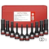 GETLITOOL 1/2' Drive Impact Allen Bit Socket Set, 10Pcs S2 Steel SAE Impact Hex Bit Sockets Set with Size Marked & Storage Case 1/4”-3/4” for Automotive Repair, DIY Projects