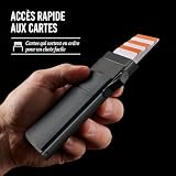 YESIIW Porte Carte Homme | Aluminium Pop Up Porte-Cartes avec Poche Billets de Banque | Automatique Portefeuille en Métal avec Blocage RFID pour Homme | Conception EuropéEnne Noir - 4