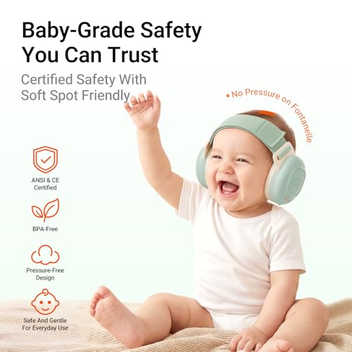 Image of MAMAZING Baby Ear Muffs for 3-48 Months, 25dB Noise Cancelling Headphones | Soft & Adjustable Baby Hearing Protection for Airplane Travel, Party and Fireworks, Newborns to Toddlers, CE & ANSI Certified