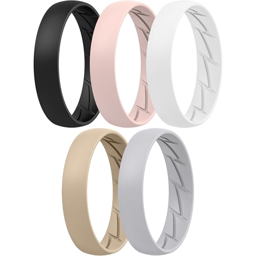 Image of ThunderFit Silicone Rings for Him and Her, Rubber Engagement Bands Unisex - 1 /4 /5 /7 /8 Variety Multipack