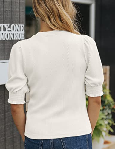Womens Summer Top Crew Neck Tee Short Sleeve Tanks Casual Blouse Shirts Tops White #TOP3