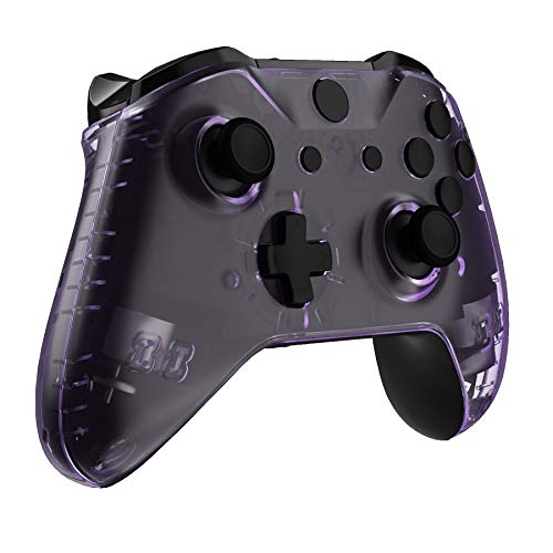 Image of eXtremeRate Transparent Clear Atomic Purple Faceplate Side Rails for Xbox One Wireless Controller Model 1708, Replacement Front Housing Shell Panels for Xbox One X & One S Controller