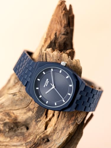 Image of Sonata Poze 6 Terra Trails Quartz Blue Round Dial Men's Watch | Stainless Steel Strap Material | Watches for Men Analog - SP70073KM01
