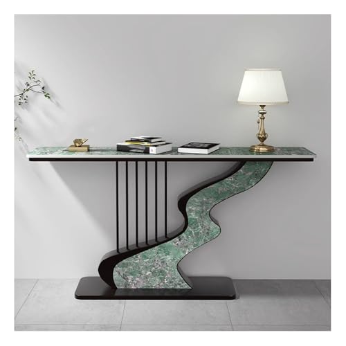 JCWGLY Mesa Consola Moderna Mesa Consola De Lujo para La Entrada, Mesa para El Pasillo De La Casa, El Vestíbulo Y La Decoración del Salón, con Una Base Metálica Resistente(Black 5,120cm/47.2in)