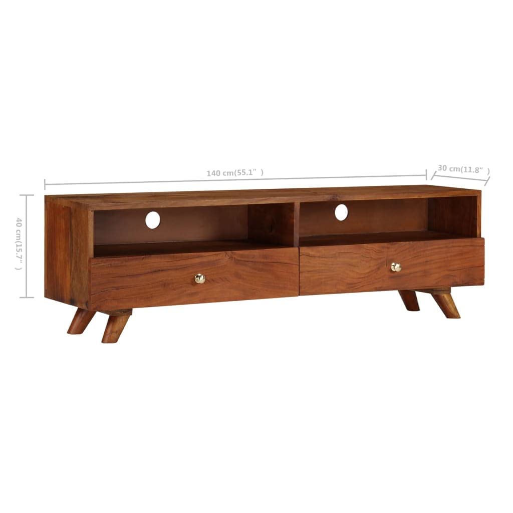 Générique Mobile TV in legno di recupero, 140 x 30 x 40 cm, design sobrio e pratico, con 2 armadi e 2 ripiani aperti, mobile TV in legno riciclato, per soggiorno, conservazione
