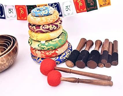 CRAFTS STUDIO Chakra Healing Tibetan Singing Bowl Set of 7, Hand Hammered Tibetan Singing Bowl 7 Chakra set of 7 different notes