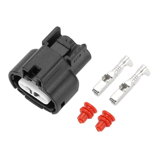 Partuto 2 Pin Air Intake Waterproof Connector Plug - Car Female Wire Terminal Connector - for Toyota Plastic Black - 1 Set