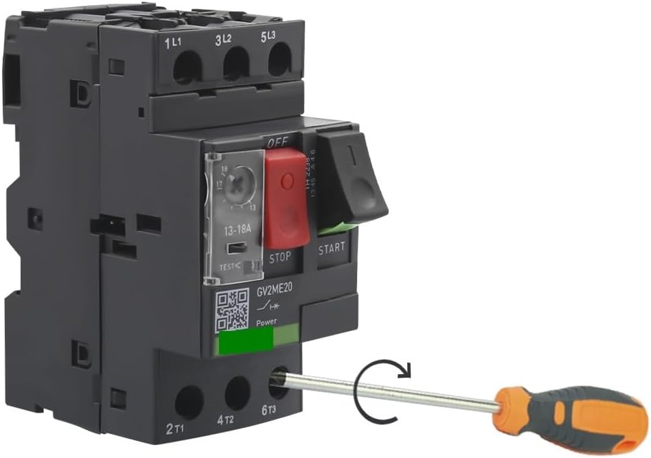 Circuit Breakers Circuit Breaker 3P AC Thermal Magnetic Motor Protection 13 to 18A Button Controls