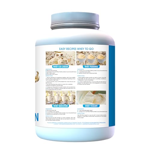 Image of Team Muscles Cool Whey 100% Whey Protein Powder, 2 kg (4.4 lbs) | 24 g Protein, 5.5 g BCAA Per Scoop | Zero Added Sugar | Vanilla | 57 Servings | Vegetarian | For Muscle Growth & Recovery