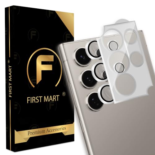 Image of FIRST MART Camera Lens Protector for Samsung Galaxy S24 Ultra | Silver AR+AF Camera Rings with Auto-Align Frame, 9H Tempered Glass, Scratch Resistant, Case-Friendly | Pack of 1
