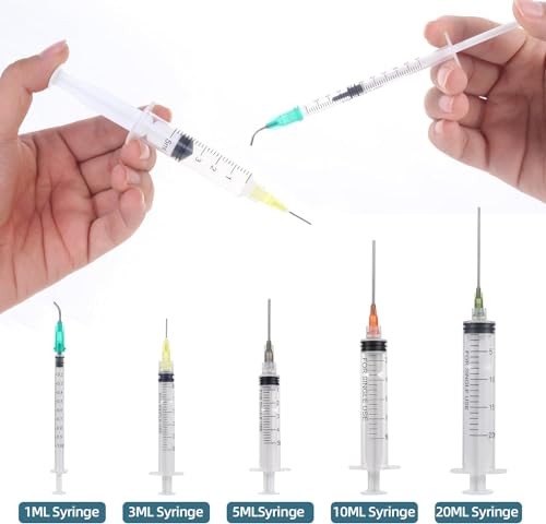 Aotfusd 10 Stück Spritzen-Set mit Stumpfer Nadel, Verschiedene Größen, 1ml, 3ml, 5ml,10ml, 20ml zum Nachfüllen und Messen von Flüssigkeiten, wissenschaftliche Labore, Pflanzenbewässerung