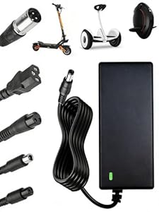 Elektrische scooter oplader, 42V 2A hoverboard oplader, 36V universele lithium batterij oplader met 6 connectoren elektrische fiets opladers voor balans mobiliteitsscooter hoverboard, zonder UK