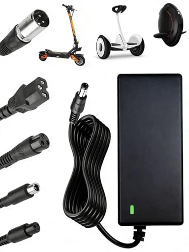 Ladegeräte für Scooter, 42V 2A AC Netzteil E Scooter Ladegerät 36V Fahrrad Elektroroller Hoverboard Ladekabel mit 6 Anschlüssen Fahrrad Ladegerät für E Scooter Xiaomi Elektrofahrräder Akkuladung