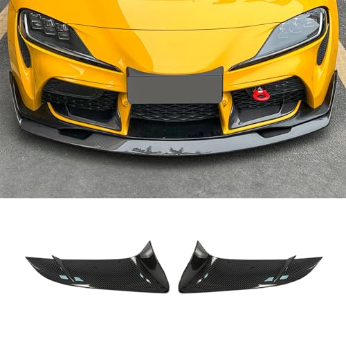 PFRREOR 2PCS Front Bumper Lower Garnish Cover Trim For Toyota GR Supra A90/A91 2020-2024 All Models ABS Add On Exterior Part (Carbon Fiber Painted)