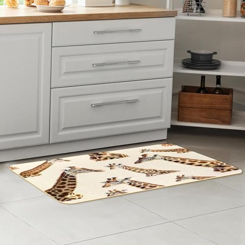 Alfombras de cocina antideslizantes de jirafa juego de 2 alfombrillas lavables 7