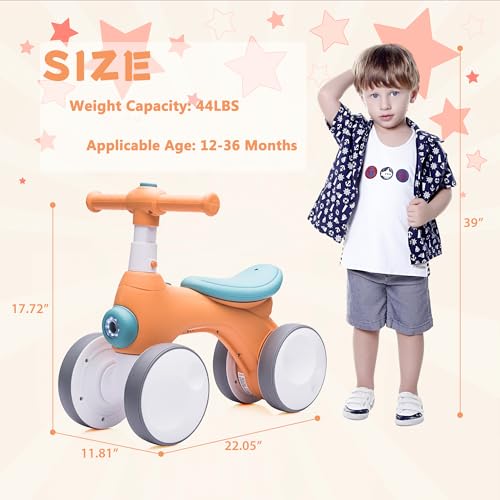 Baby Balance Bike 1 Year Old with Music, Lights, Bubble Machine, 4 Wheels Pedal-Less Toddler Ride on Toys for 12-36 Months Birthday Gift, Toddler boy Toys（Orange&Green） by JoyRydz - Image 6