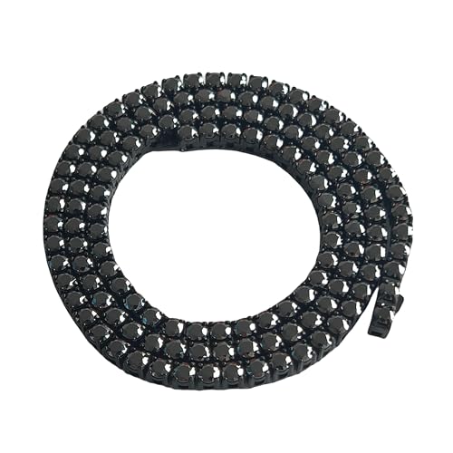 3mm THin Black Moissanite Tennis Chain Necklace for Women Mens Accessories Stainless steel Iced Out Moissanite Diamond Round Cut Necklaces Hip Hop Miami Cuban Link for Men (3MM 18 inch)