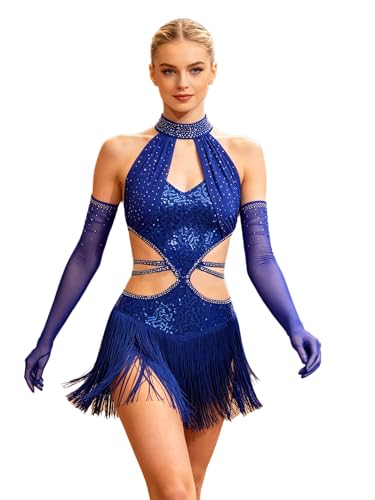 Robe danse latine femme sans manches Oyolan pour briller en soirée salsa et entraînement de salon