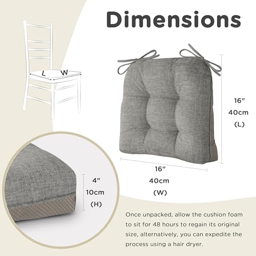 AddGrace Extra Thick Chair Cushions for Dining Chairs 16 Inch Set of 4 Grey by AddGrace - Used condition - Image 2