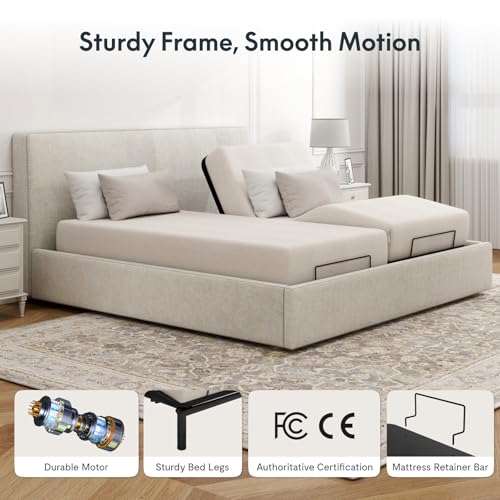 Image of FLEXISPOT Split King Adjustable Bed Frame Base, Quiet Motor & Easy Assembly