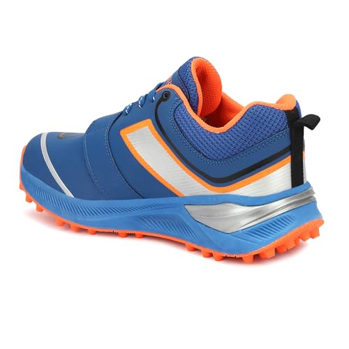 Image of PRO KVH Plus 2.0 Cricket Shoes for Men's White Red Orange Blue - Fast Strap Rubber Spikes, Lightweight,Performance, Comfort, and Durability Shoe for All-Round Performance