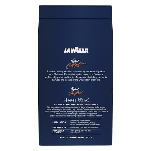 Lavazza Perfetto Ground Coffee Blend, Dark Roast, 20 Ounce, Value Pack, Caramel flavor with Dark and Velvety Texture, 100% Arabica