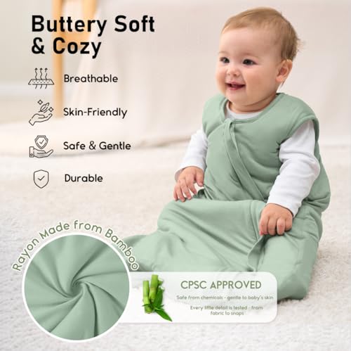yoofoss rayon made from bamboo baby sleep sack 6-12 months 10 tog baby wearable blanket super soft infant toddler sleeping sack 2-way zipper