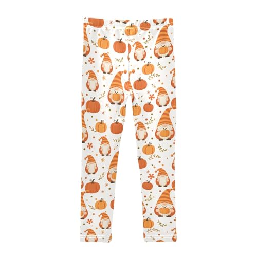 Girls' Athletic Leggings Ankle Length Yoga Dance Pants Kids Teen 4T Gnomes Holding Pumpkin2