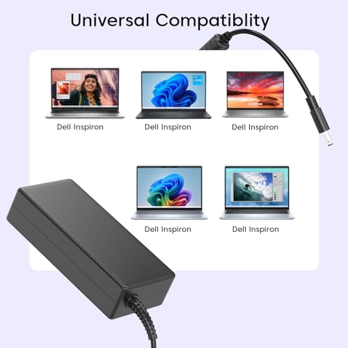 Image of Dell Original 45W Adapter 19.5V pin 4.5 mm Charger for Laptops Inspiron Black Without Power Cord (Black)