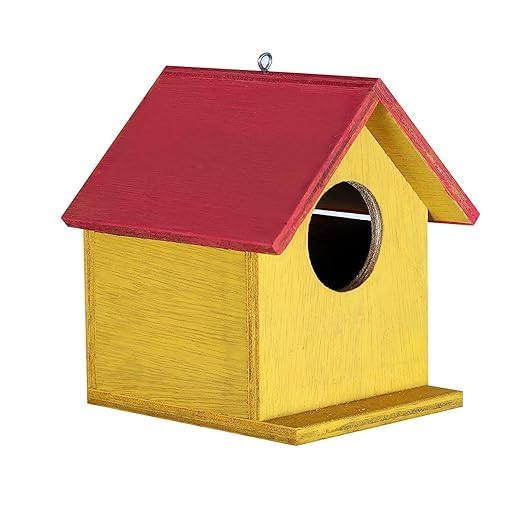 Health Benefits Hanging Bird House, Wood (17 cm x 17 cm x 15 cm) (Multicolor) 4 pcs (B09BK2HCLJ) Amazon Price History, Amazon Price Tracker