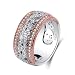 Produktbild 925 Sterling Silber Ring Damen,Mode Hübsche Rose Gold Muster Neuheit Party Geburtstag Geschenk Finger Ring Für Mädchen, Hochzeitstag Verlobung Ewigkeit Brautschmuck Festival Geschenk