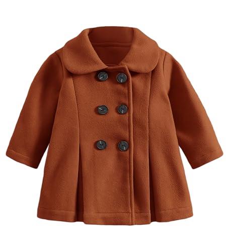 SEAUR Girls Peacoat Dress Coat Fall Winter Trench Overcoat Long Sleeve Button Jackets Casual Outwear