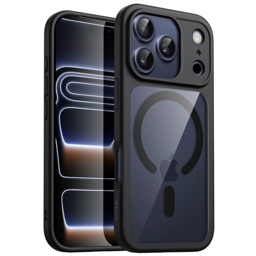 Image of JETech Magnetic Case for iPhone 17 Pro 6.3-Inch Compatible with MagSafe, Shockproof Phone Bumper Cover, Solid Color Matte TPU Frame, Anti-Scratch Clear Back (Black)