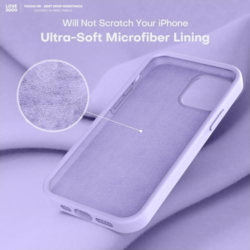 Image of LOVE 3000 Compatible with iPhone 12 Pro Max Case | Thickening Liquid Silicone | Anti-Scratch Microfiber Lining | Full-Body Duty Heavy Protection Case for iPhone 12 Pro Max Women Girls, Light Purple
