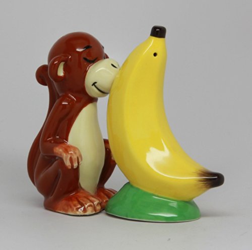 Salière et poivrière en céramique Monkey Banana set de table cuisine