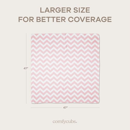Image of Comfy Cubs Muslin Swaddle Blankets Pack of 4, 47 x 47 Inches, Soft Cotton Baby Blanket Set, Large Multipurpose Swaddling Wraps for Newborns - Self-Soothing Swaddle - Pink