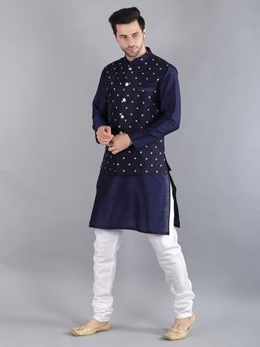 Image of Uri and MacKenzie Men's Silk Blend Kurta Pajama with Designer Ethnic Nehru Jacket /Modi Jacket