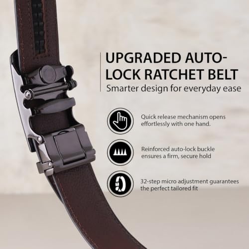 Image of HAYES LONDON Leather Ratchet Belt for Men | Adjustable No-Holes | Customizable Fit, Stylish & Effortless Buckle | Formal & Casual Wear Belts