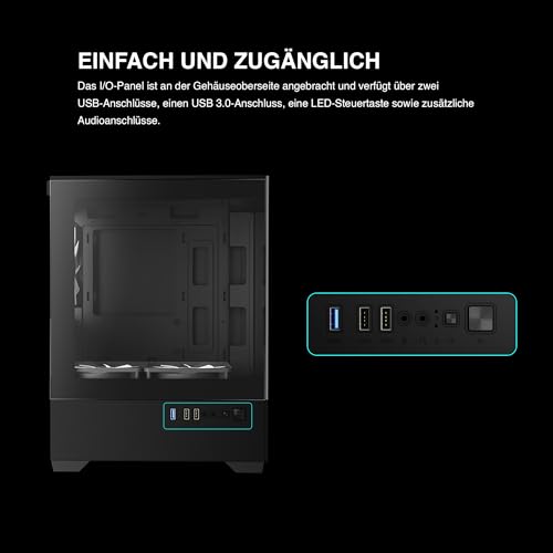 Image of GAMDIAS Aura GC9M Black | Micro Tower Cabinet | Supports Micro-ATX、Mini-ITX | 3 PRE Installed ARGB Fans | Black