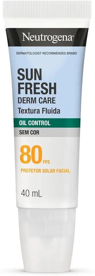 Neutrogena Sun Fresh Derm Care Oil Control Fluido, Sem Cor, FPS 80, 40mL