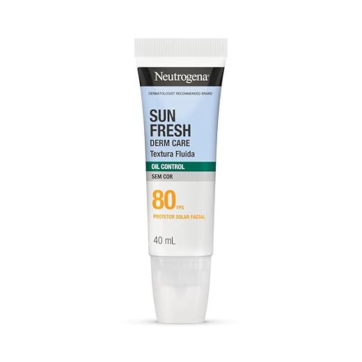 Neutrogena Sun Fresh Derm Care Oil Control Fluido, Sem Cor, FPS 80, 40mL
