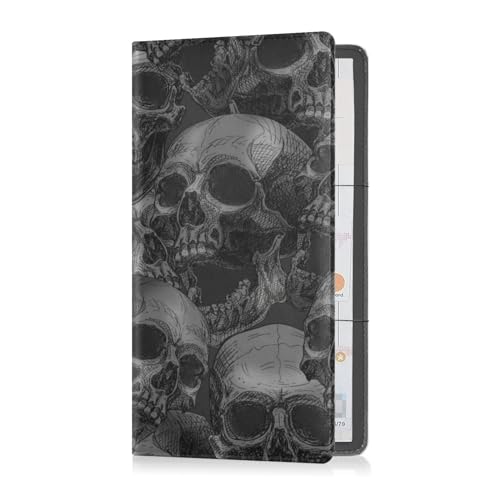 Car Registration and Insurance Card Holder Skull Halloween Black Horror PU Leather Vehicle Glove Box Organizer Document Wallet Accessories Case