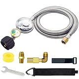 NQN Upgraded 6 FT Stainless Braided Propane Regulator Hose with Gauge, QCC1 Propane Adapter Hose Reg