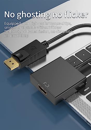 Image of 100FIT Display Port to Hdmi Adapter, 1080P Display Port Dp to Hdmi Cable Male to Female Port Support Video & Audio Compatible with Computer, Pc, Monitor, Projector, HDTV (Not Bidirectional), Black