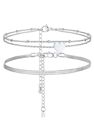 PROSTEEL Cuban Link Ankle Bracelets For Women Teens Braclets Cute Anklets Stainless Steel Chain Anklet -  Prosteel Jewelry, 2PSA40253G-8