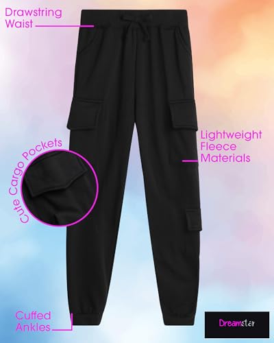 Dreamstar Girls' Soft Fleece Oversized Cargo Jogger Pants - Baggy-Loose Fashion Pants (7-16)2